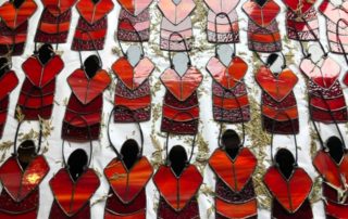 Red stained glass dresses