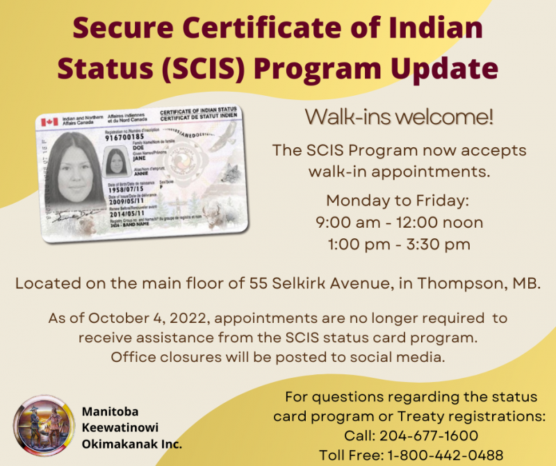 MKO Thompson Status Card Program Accepting Walk-In Appointments ...